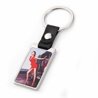 Sublimation Leather Buckle Photo Metal Keychain ( long rectangle )