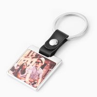 Sublimation Leather Buckle Photo Metal Keychain (square )