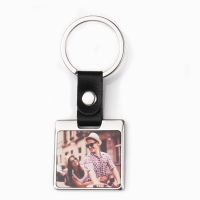 Sublimation Leather Buckle Photo Metal Keychain (square )