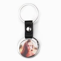 Sublimation Leather Buckle Photo Metal Keychain (round )