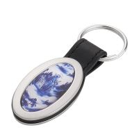 Sublimation Blank Oval Shape Metal Keychain with PU