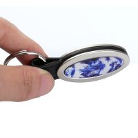 Sublimation Blank Oval Shape Metal Keychain with PU