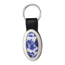 Sublimation Blank Oval Shape Metal Keychain with PU