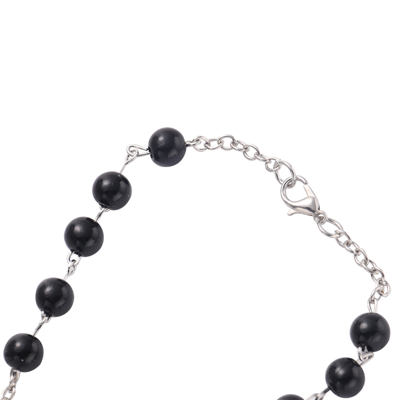 Sublimation Rosary Bracelet with Oval Tag（black）