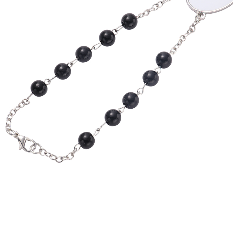 Sublimation Rosary Bracelet with Oval Tag（black）