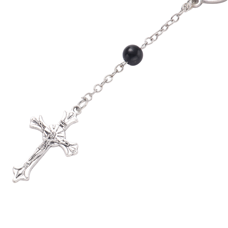 Sublimation Rosary Bracelet with Oval Tag（black）