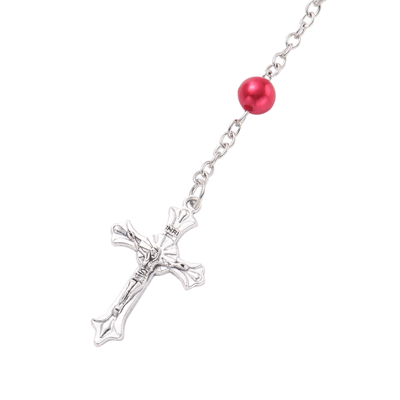 Sublimation Rosary Bracelet with Oval Tag（red）