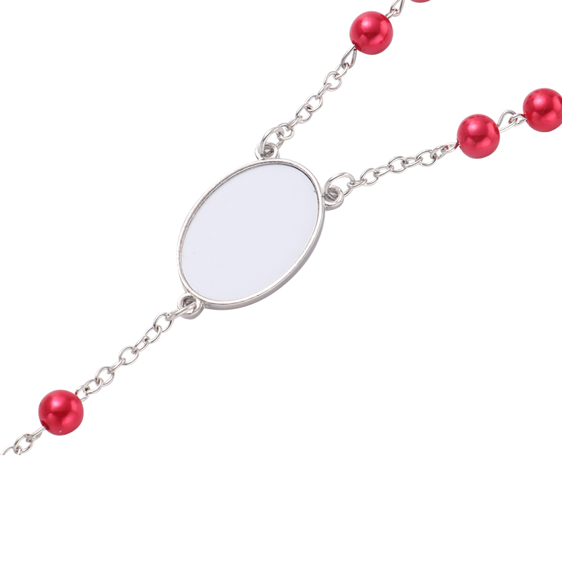 Sublimation Rosary Bracelet with Oval Tag（red）