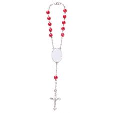 Sublimation Rosary Bracelet with Oval Tag（red）