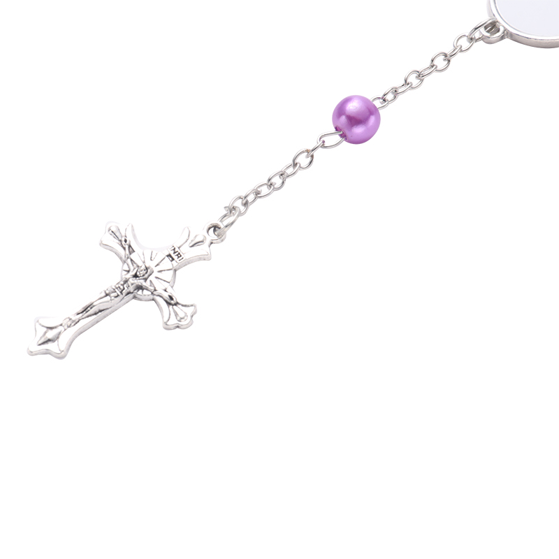 Sublimation Rosary Bracelet with Oval Tag（purple）