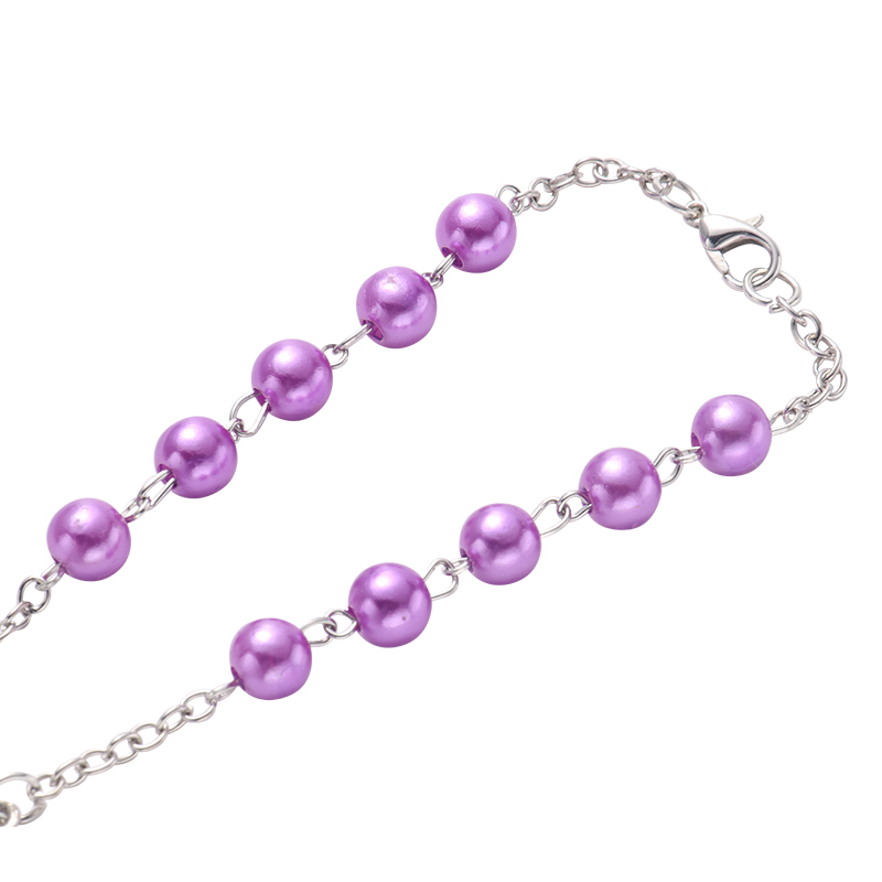 Sublimation Rosary Bracelet with Oval Tag（purple）