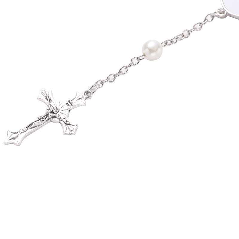 Sublimation Rosary Bracelet with Oval Tag（white）