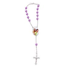 Sublimation Rosary Bracelet with Oval Tag（purple）