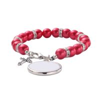 Sublimation Rosary Bracelet with Round Tag（red）