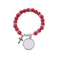 Sublimation Rosary Bracelet with Round Tag（red）