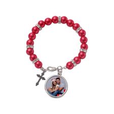 Sublimation Rosary Bracelet with Round Tag（red）