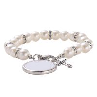 Sublimation Rosary Bracelet with Round Tag（white）