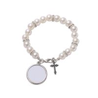 Sublimation Rosary Bracelet with Round Tag（white）