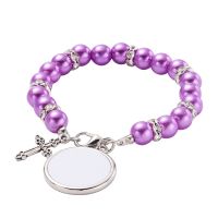 Sublimation Rosary Bracelet with Round Tag（purple）