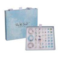 Sublimation 46pcs Charm Bracelet Making Kit with 3 heart charms(blue)