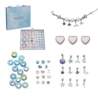 Sublimation 46pcs Charm Bracelet Making Kit with 3 heart charms(blue)