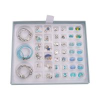 Sublimation 46pcs Charm Bracelet Making Kit with 3 heart charms(blue)