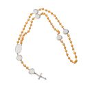 Sublimation colored rosary necklace -1 oval charm+6 heart charms（gold）