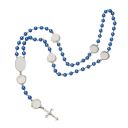 Sublimation colored rosary necklace -1 oval charm+6 heart charms（blue）