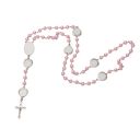 Sublimation colored rosary necklace -1 oval charm+6 heart charms（pink）