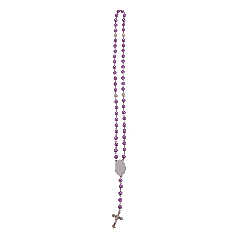 Sublimation colored rosary necklace-1 oval charm（purple）