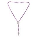 Sublimation colored rosary necklace-1 oval charm（purple）