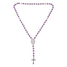 Sublimation colored rosary necklace-1 oval charm（purple）