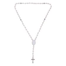 Sublimation colored rosary necklace-1 oval charm（white）