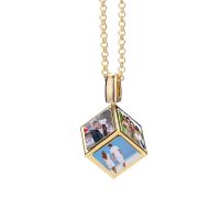 Sublimation Dice Cube Necklace with 6 Inserts （gold)