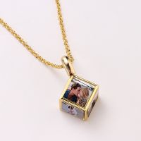 Sublimation Dice Cube Necklace with 6 Inserts （gold)