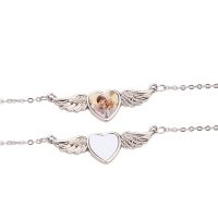 Sublimation Angel wings Heart Necklace  (laser back Pendant)