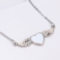 Sublimation Angel wings Heart Necklace  (laser back Pendant)