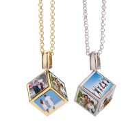 Sublimation Dice Cube Necklace with 6 Inserts （silver)