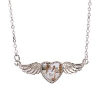 Sublimation Angel wings Heart Necklace  (laser back Pendant)