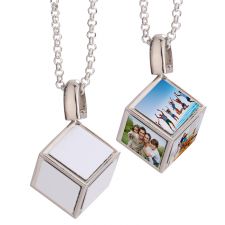 Sublimation Dice Cube Necklace with 6 Inserts （silver)