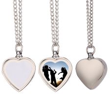 Sublimation Metal Heart Cremation Ash Urn Necklace