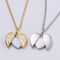 Sublimation Openable Angel Wings Lockets Necklace(Silver)