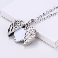 Sublimation Openable Angel Wings Lockets Necklace(Silver)