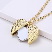 Sublimation Openable Angel Wings Lockets Necklace(Gold)