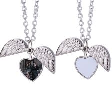 Sublimation Openable Angel Wings Lockets Necklace(Silver)