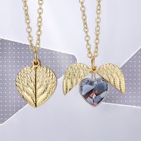 Sublimation Openable Angel Wings Lockets Necklace(Gold)