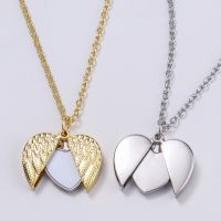 Sublimation Openable Angel Wings Lockets Necklace(Gold)