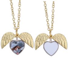 Sublimation Openable Angel Wings Lockets Necklace(Gold)