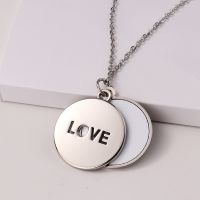 Sublimation LOVE Necklace Carved Sliding Locket Necklace