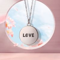 Sublimation LOVE Necklace Carved Sliding Locket Necklace